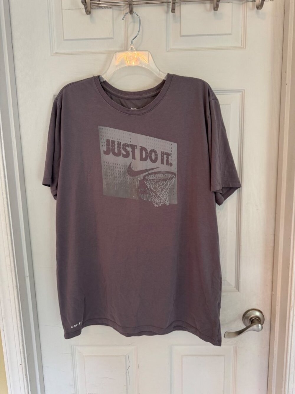 Nike Just Do It Grey Short Sleeve Activewear Men's Dri-Fit T-shirt XL